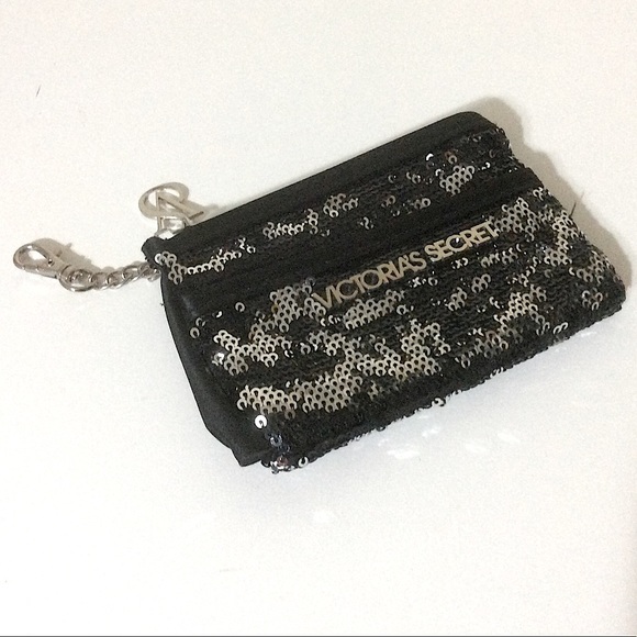 Victoria’s Secret Keychain Sequin Wallet Black - Picture 2 of 11